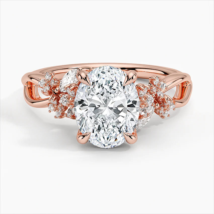 Lab-Grown Diamond Oval Cut Unique Twisted Engagement Ring.