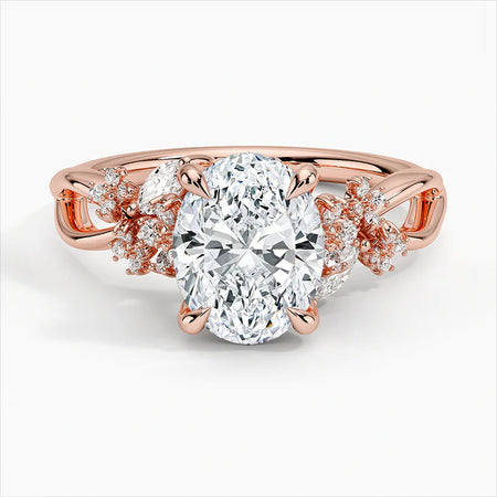 Lab-Grown Diamond Oval Cut Unique Twisted Engagement Ring.