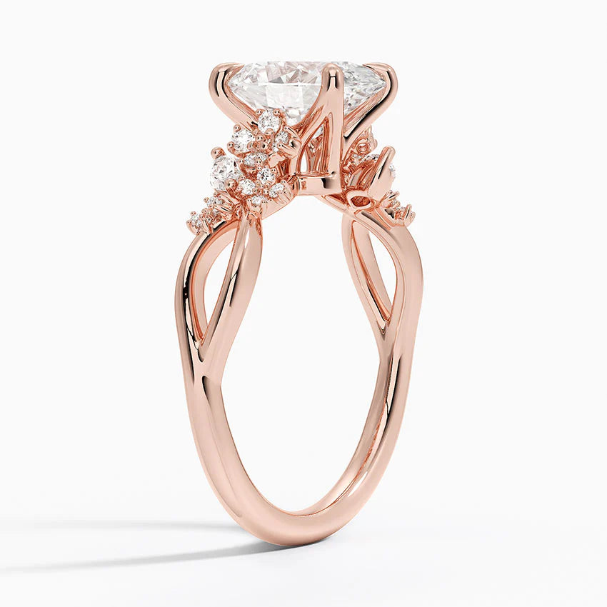 Lab-Grown Diamond Oval Cut Unique Twisted Engagement Ring.