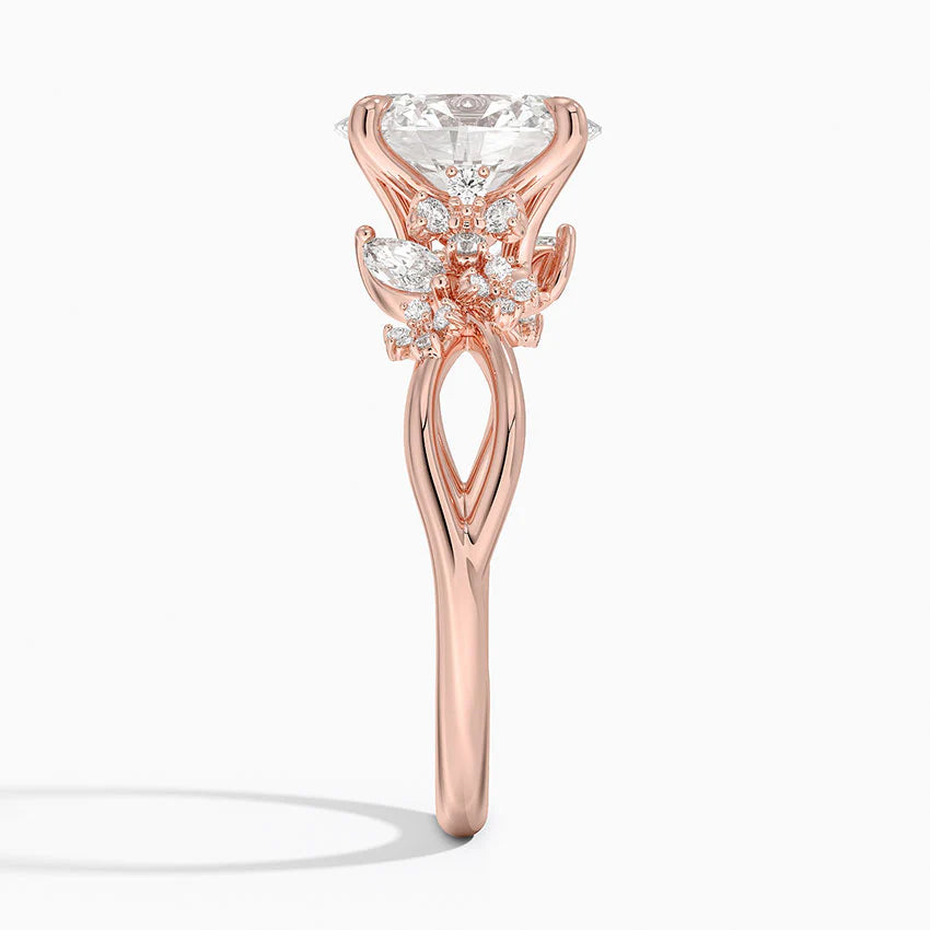 Lab-Grown Diamond Oval Cut Unique Twisted Engagement Ring.