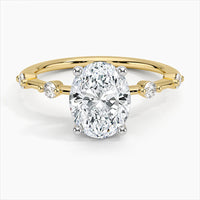 Bornreal Lab-Grown Diamond Oval Solitaire Accents Engagement Ring.