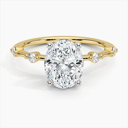 Bornreal Lab-Grown Diamond Oval Solitaire Accents Engagement Ring.