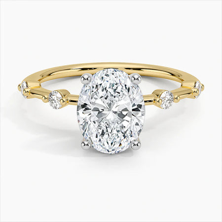 Bornreal Lab-Grown Diamond Oval Solitaire Accents Engagement Ring.