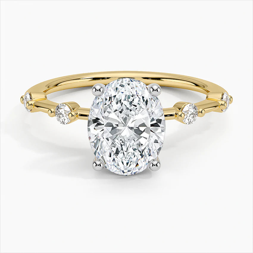 Bornreal Lab-Grown Diamond Oval Solitaire Accents Engagement Ring.