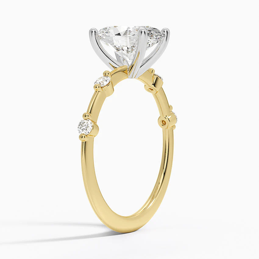 Bornreal Lab-Grown Diamond Oval Solitaire Accents Engagement Ring.