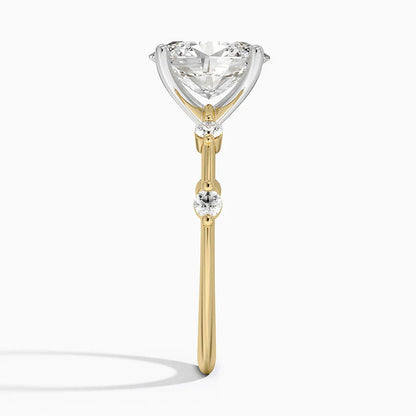Bornreal Lab-Grown Diamond Oval Solitaire Accents Engagement Ring.