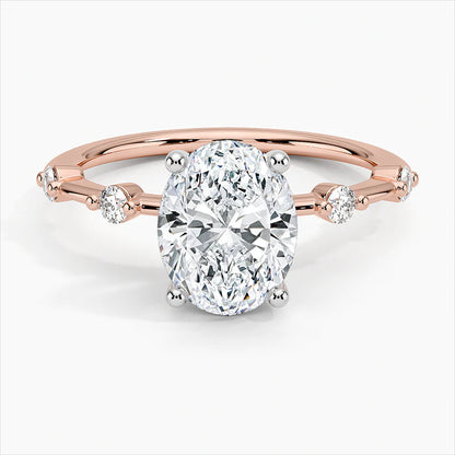 Bornreal Lab-Grown Diamond Oval Solitaire Accents Engagement Ring.