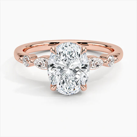 Bornreal Lab-Grown Diamond Oval Solitaire Accents Engagement Ring Luxury Ring.