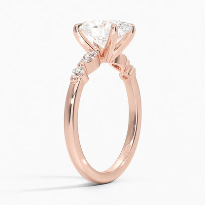 Bornreal Lab-Grown Diamond Oval Solitaire Accents Engagement Ring Luxury Ring.