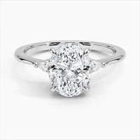 Bornreal Lab-Grown Diamond Oval Three Stone Engagement Ring.