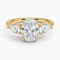 Bornreal Lab-Grown Diamond Oval Three Stone Engagement Ring.
