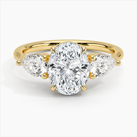 Bornreal Lab-Grown Diamond Oval Three Stone Engagement Ring.