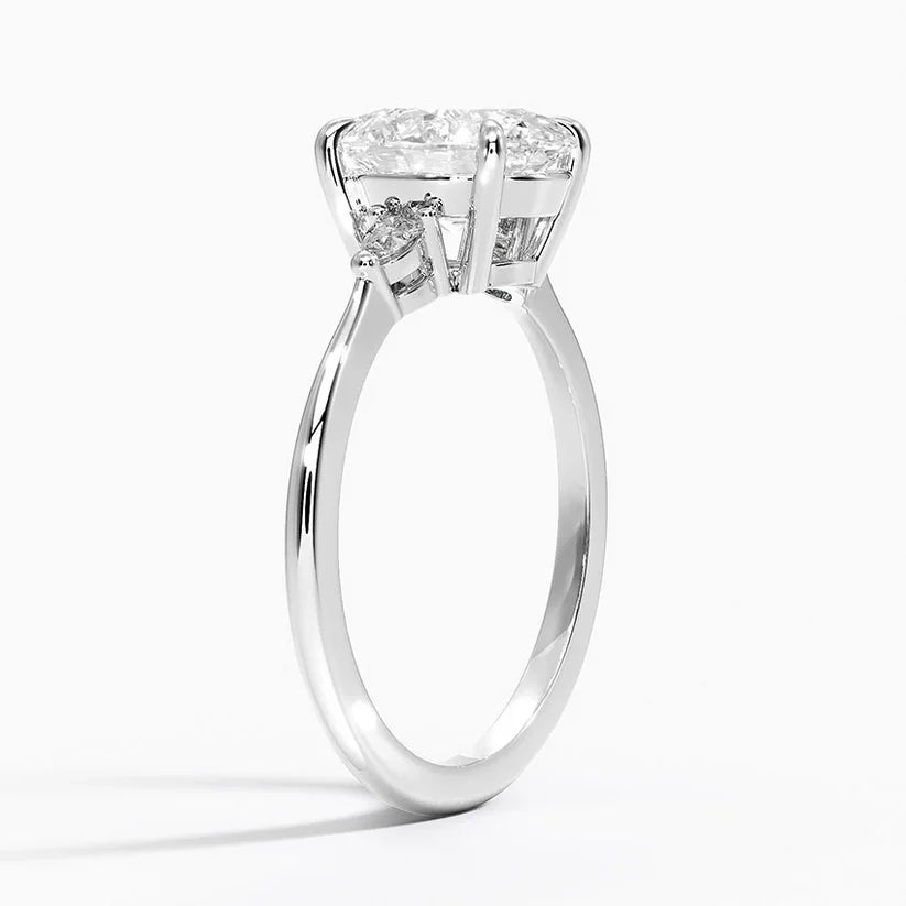 Bornreal Lab-Grown Diamond Oval Three Stone Engagement Ring.