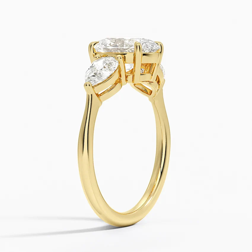 Bornreal Lab-Grown Diamond Oval Three Stone Engagement Ring.