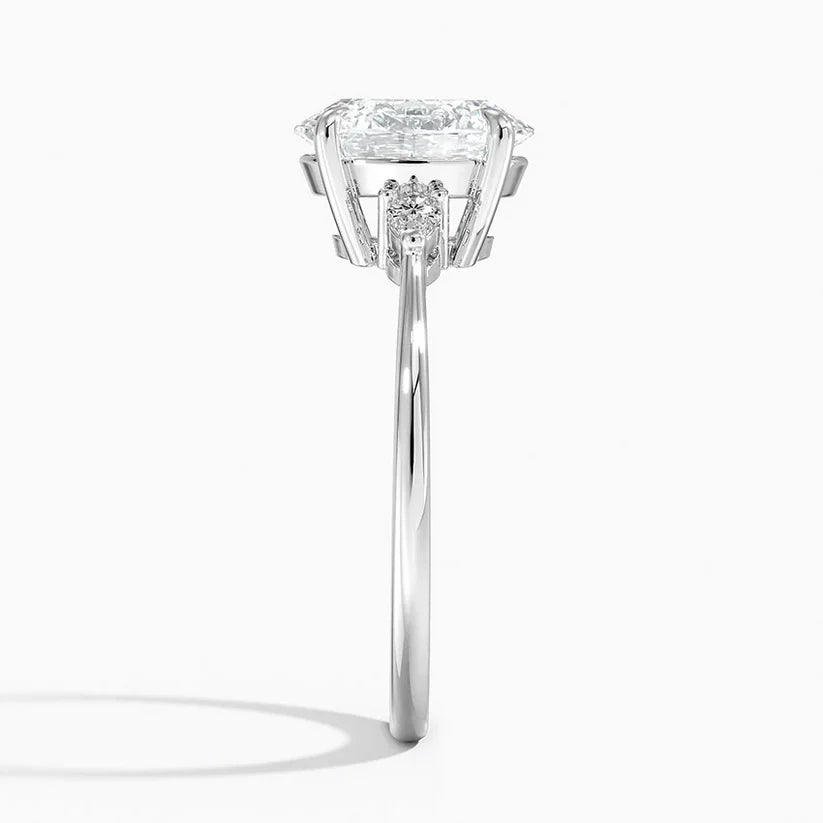 Bornreal Lab-Grown Diamond Oval Three Stone Engagement Ring.