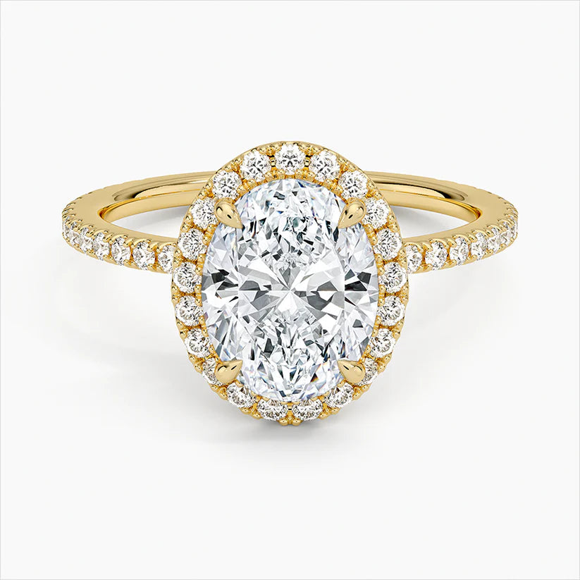 Bornreal Lab-Grown Diamond Oval and Round Cut Engagement Ring.