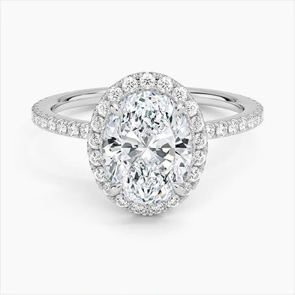 Bornreal Lab-Grown Diamond Oval and Round Cut Engagement Ring.