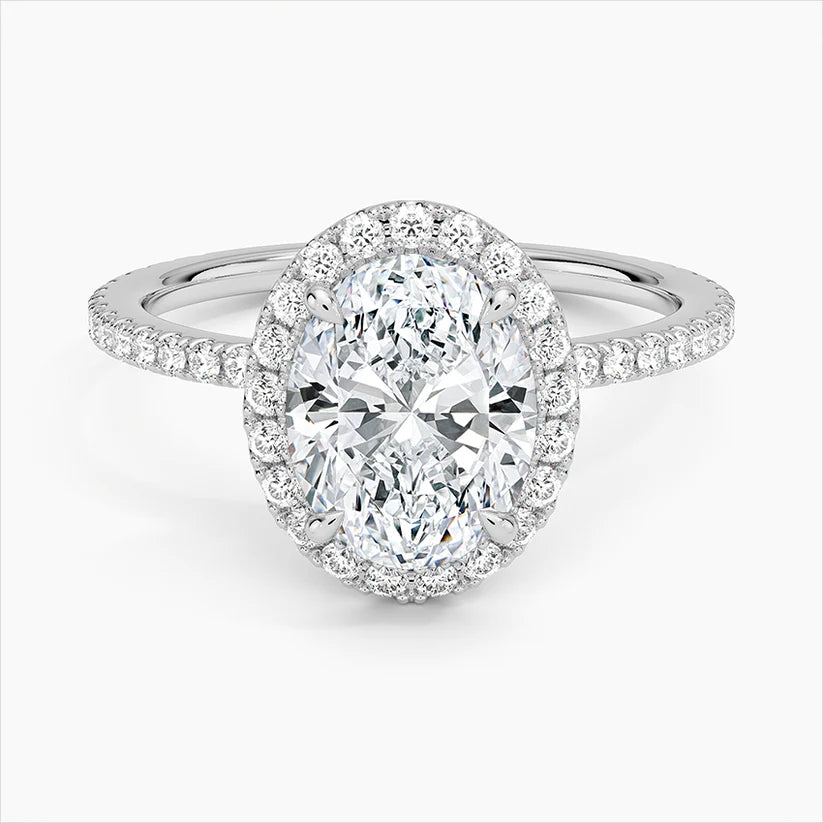 Bornreal Lab-Grown Diamond Oval and Round Cut Engagement Ring.