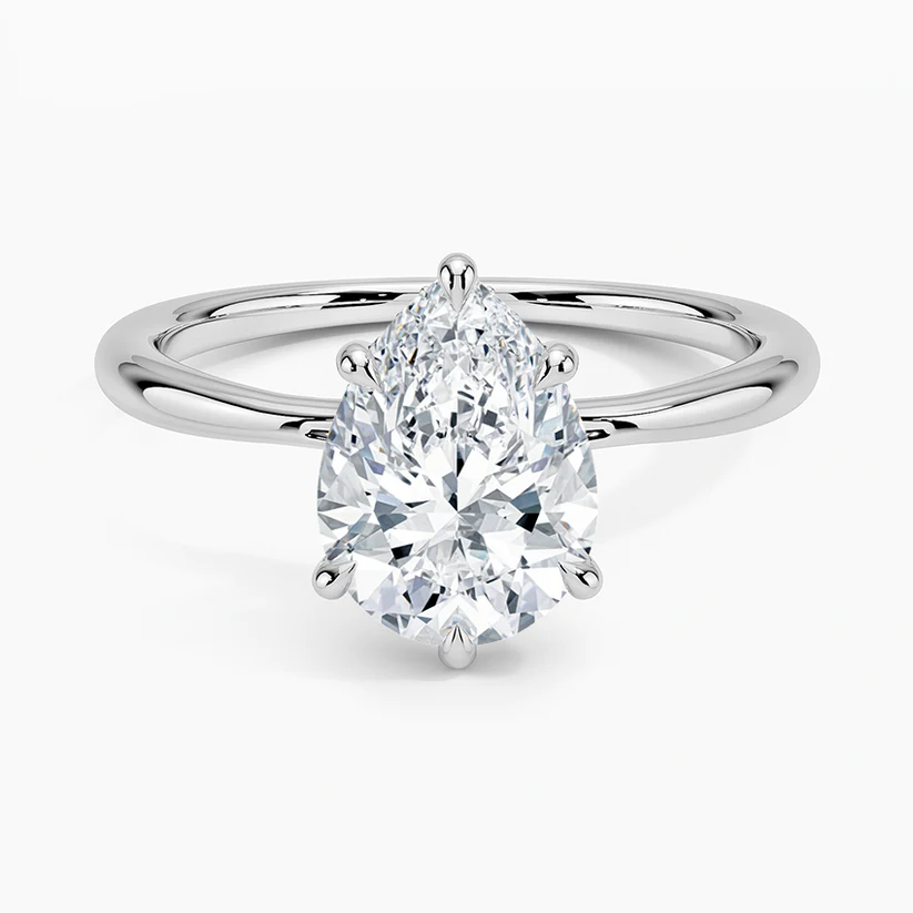 Bornreal Lab-Grown Diamond Pear Cut Halo Engagement Ring.