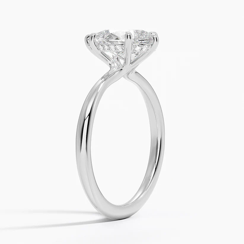 Bornreal Lab-Grown Diamond Pear Cut Halo Engagement Ring.