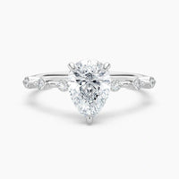 Bornreal Lab-Grown Diamond Pear Cut Sidestone Engagement Ring.