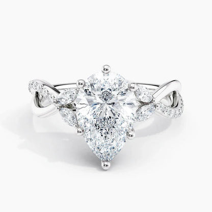 Lab-Grown Diamond Pear Cut Twisted Vine Engagement Ring.