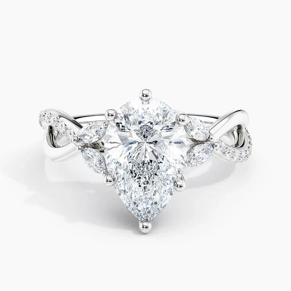 Lab-Grown Diamond Pear Cut Twisted Vine Engagement Ring.