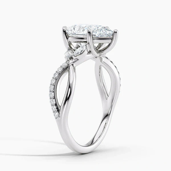 Lab-Grown Diamond Pear Cut Twisted Vine Engagement Ring.