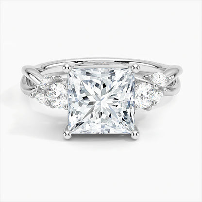 Lab-Grown Diamond Princess Cut Twisted Reverie Solitaire Engagement Ring.