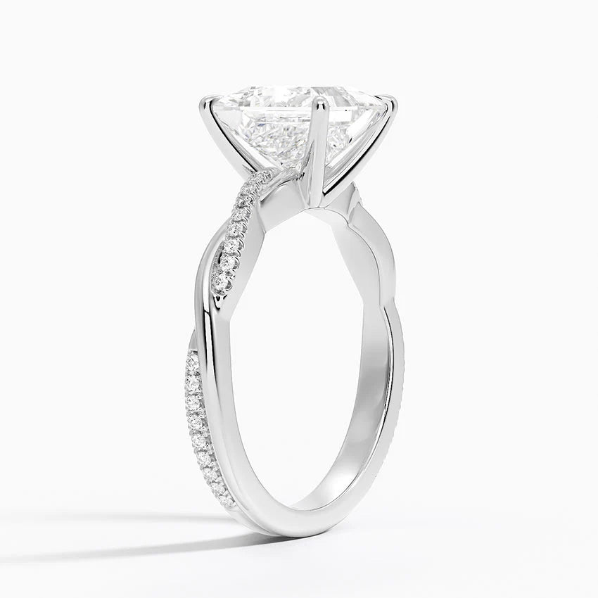 Lab-Grown Diamond Princess Cut Twisted Vine Engagement Ring.