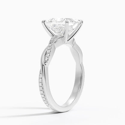 Lab-Grown Diamond Princess Cut Twisted Vine Engagement Ring.