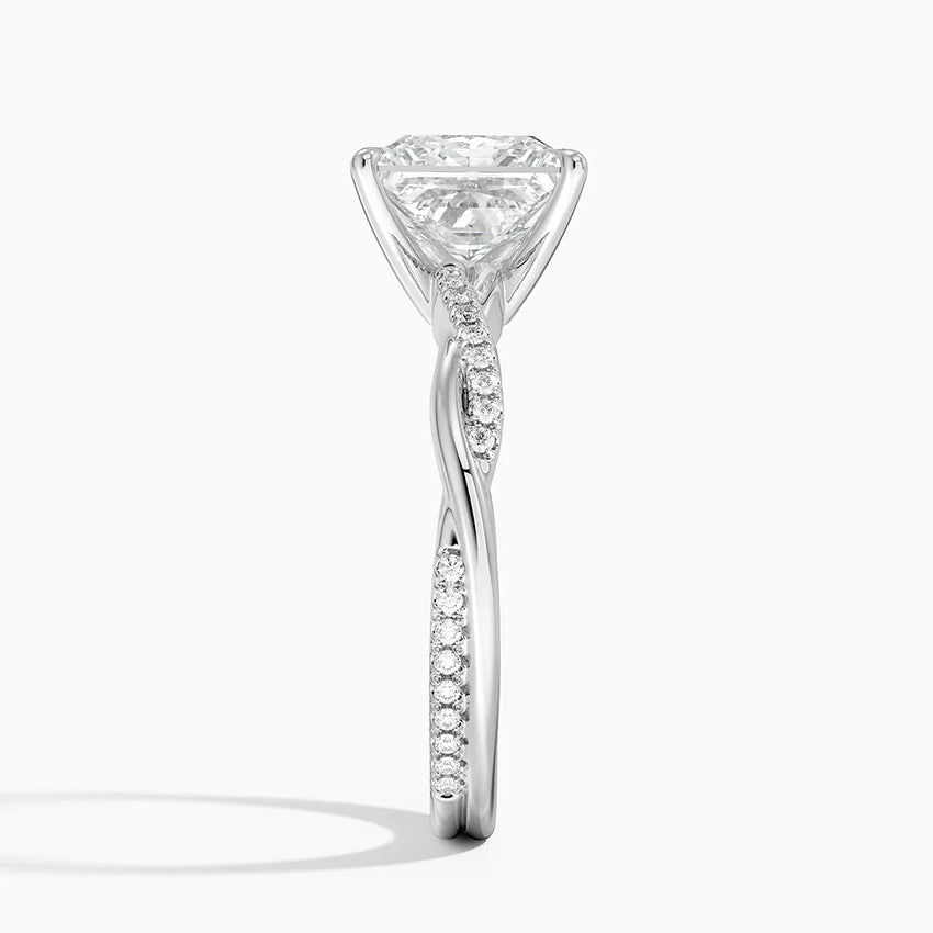 Lab-Grown Diamond Princess Cut Twisted Vine Engagement Ring.