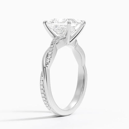 Lab-Grown Diamond Princess Cut Twisted Vine Engagement Ring.
