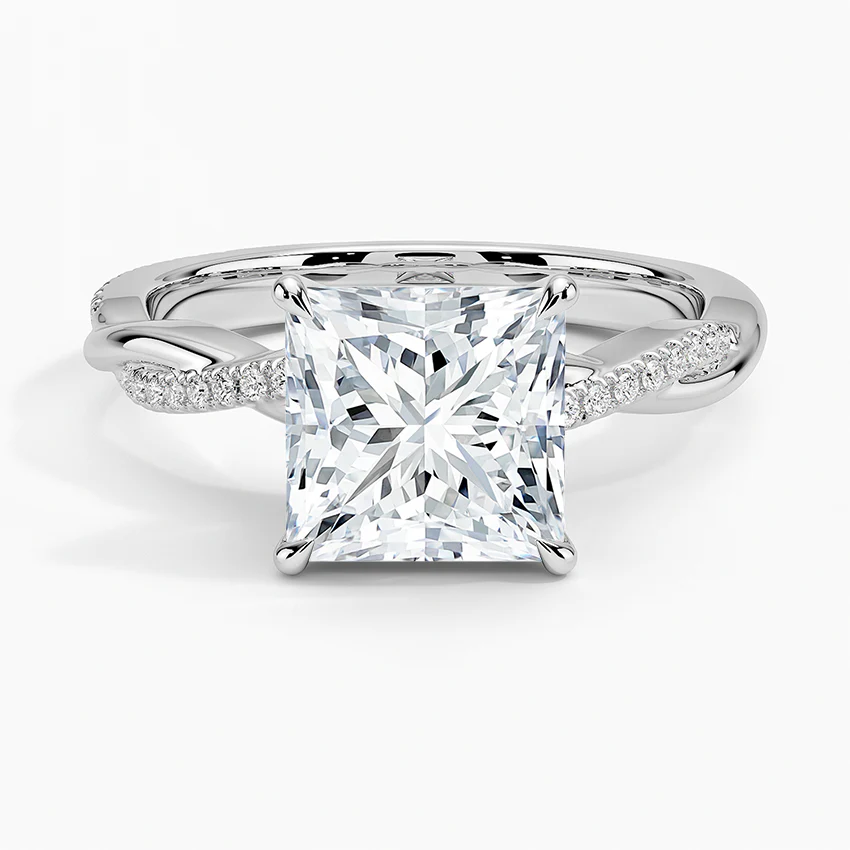Lab-Grown Diamond Princess Cut Twisted Vine Engagement Ring.