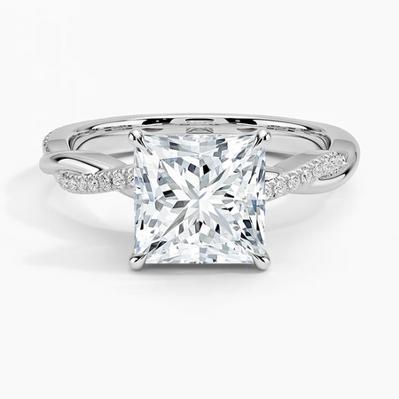 Lab-Grown Diamond Princess Cut Twisted Vine Engagement Ring.