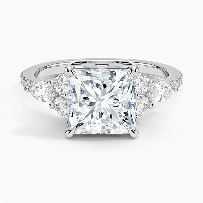 Lab-Grown Diamond Princess Side Stone Engagement Ring.
