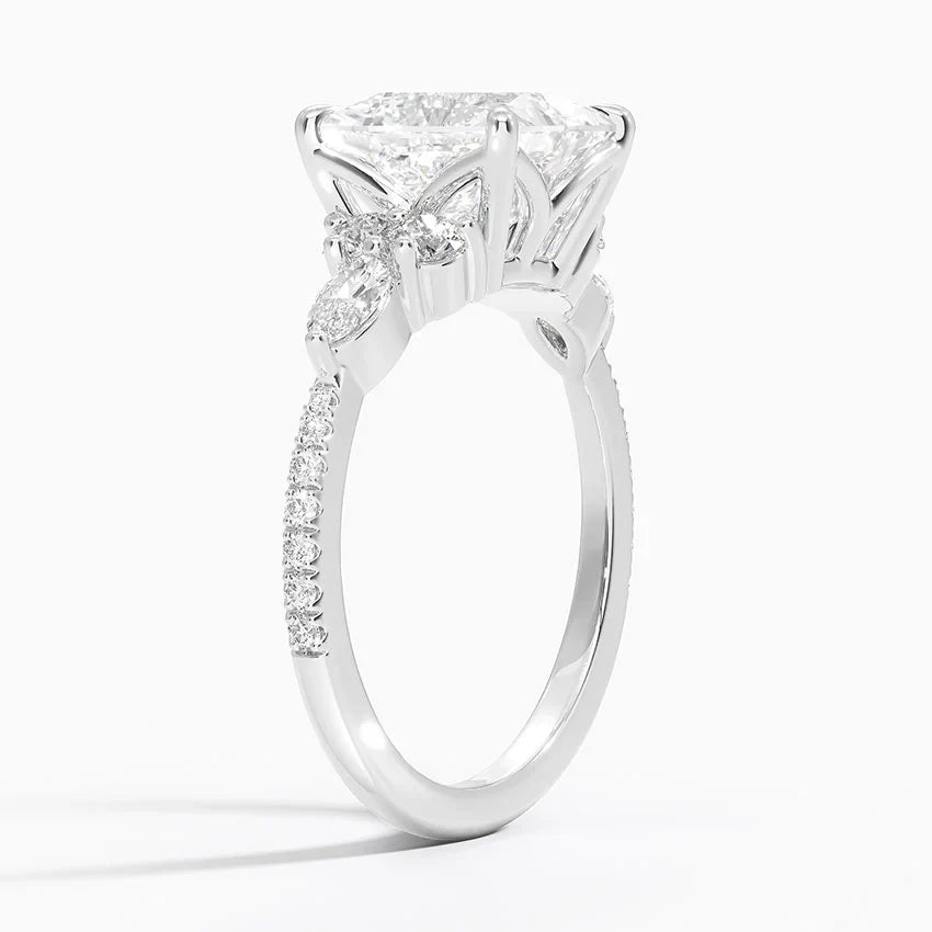 Lab-Grown Diamond Princess Side Stone Engagement Ring.