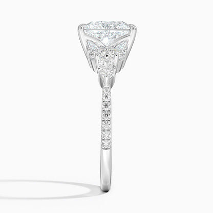 Lab-Grown Diamond Princess Side Stone Engagement Ring.