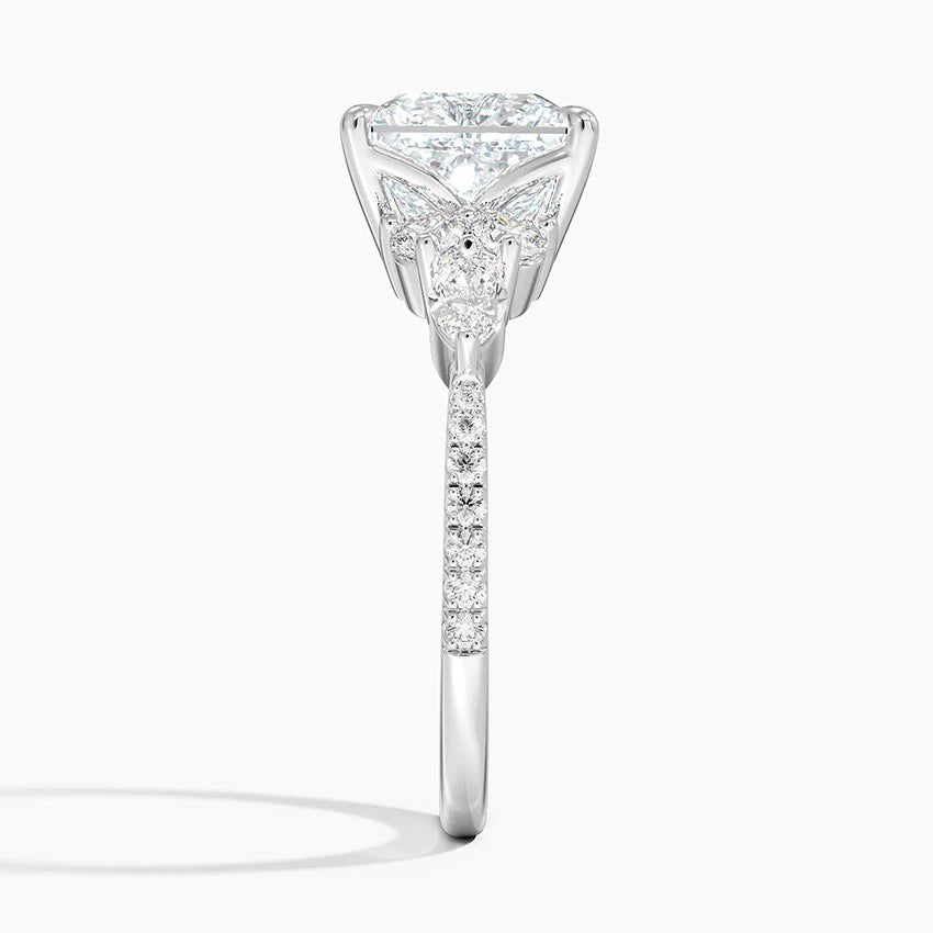 Lab-Grown Diamond Princess Side Stone Engagement Ring.