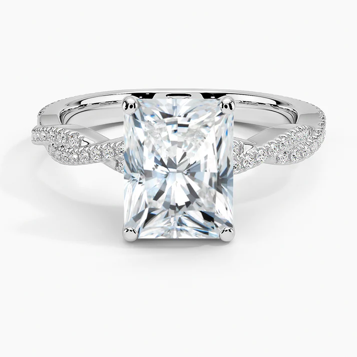 Lab-Grown Diamond Radiant Cut Twisted Engagement Ring.