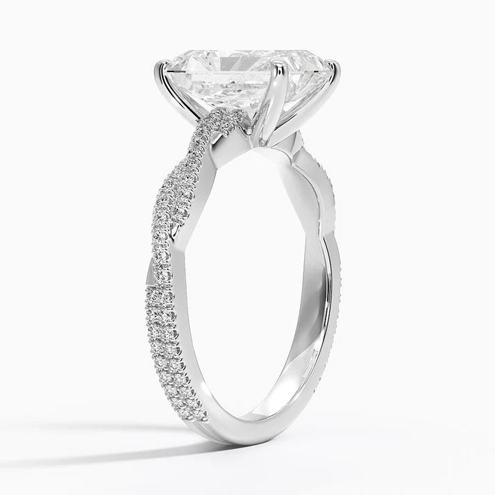 Lab-Grown Diamond Radiant Cut Twisted Engagement Ring.