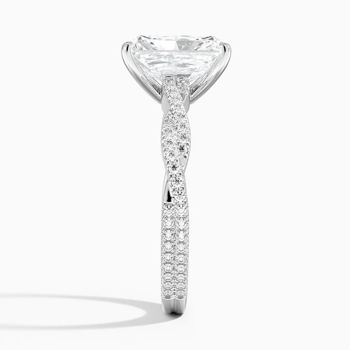 Lab-Grown Diamond Radiant Cut Twisted Engagement Ring.