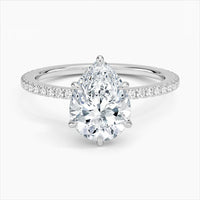 Bornreal Lab-Grown Diamond White Gold Engagement Ring Pear Diamond Gemstone Ring.