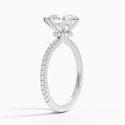 Bornreal Lab-Grown Diamond White Gold Engagement Ring Pear Diamond Gemstone Ring.