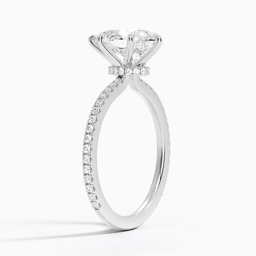 Bornreal Lab-Grown Diamond White Gold Engagement Ring Pear Diamond Gemstone Ring.