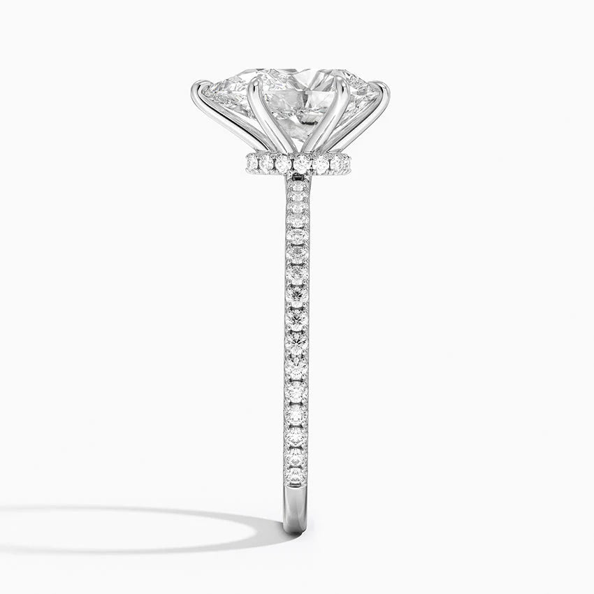 Bornreal Lab-Grown Diamond White Gold Engagement Ring Pear Diamond Gemstone Ring.