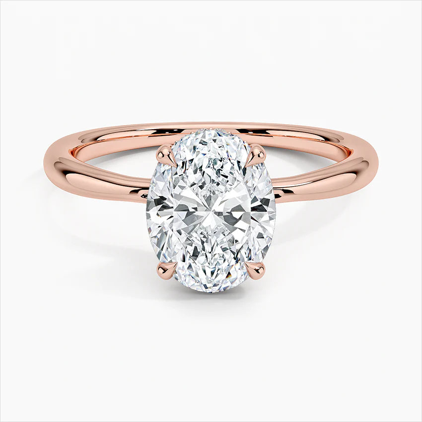 Bornreal Oval Shape Lab-Grown Diamond Halo Engagement Ring.