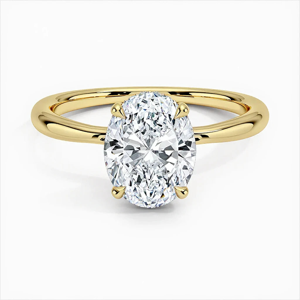Bornreal Oval Shape Lab-Grown Diamond Halo Engagement Ring