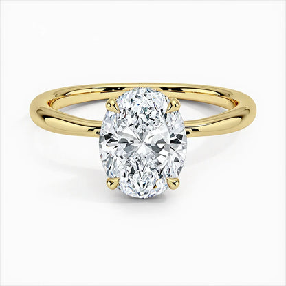 Bague de fiançailles Bornreal ovale avec halo de diamants de laboratoire 