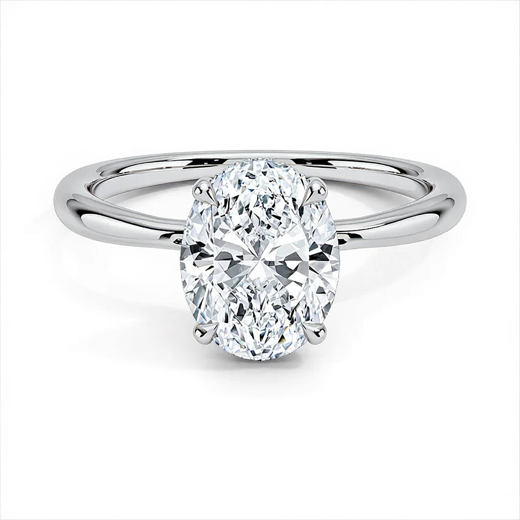 Bague de fiançailles Bornreal ovale avec halo de diamants de laboratoire 